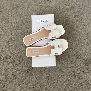 Steve Madden Hayden White Leather slide sandals